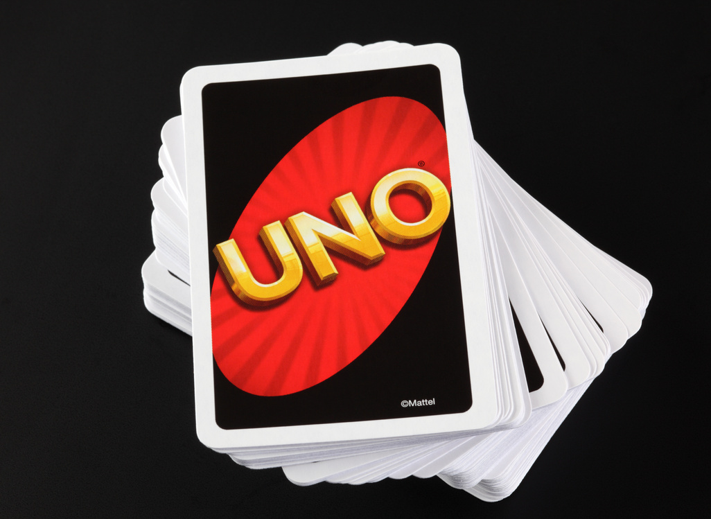 Deck of UNO game cards